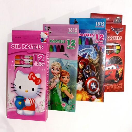 پاستل مداد شمعی 12 رنگ روغنی دخترانه پسرانه